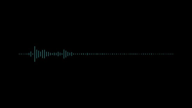 Waveform audio on black background, Technology digital signal Audio spectrum. Line digital signal sound wave equalizer. 4k motion video graphics