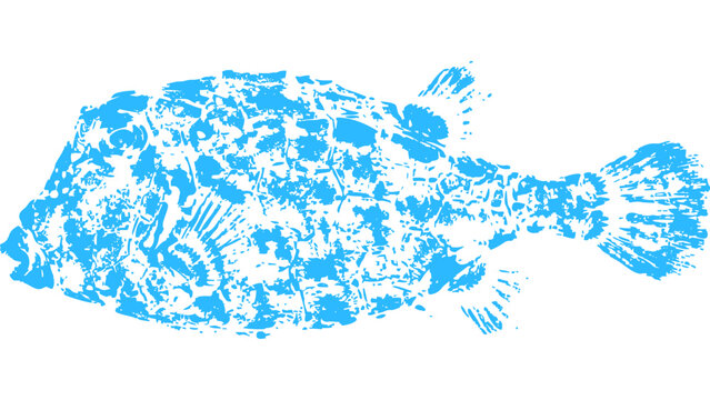 Yellow boxfish Gyotaku fishing ink print 001