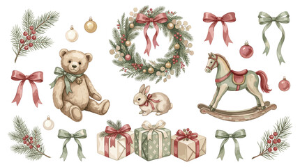 Fototapeta premium Christmas watercolor element