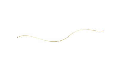 Obraz premium Gold Curved Line Wave Divider Elegant Thin Swirl Stroke PNG Graphic Element