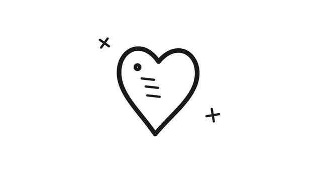 Animated hand drawn doodle hearts for romantic video backgrounds and love