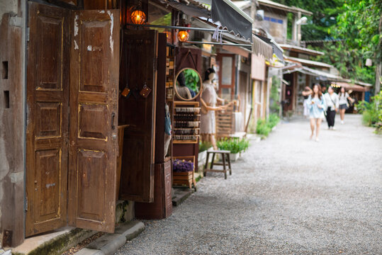 Chiang Mai, Thailand At Baan Khang Wat Artist Village, a community shopping center and art gallery,a holiday destination in Chiang Mai, Thailand