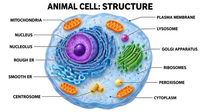 Animal Cell Structure with Nucleus Mitochondria Endoplasmic Reticulum and Golgi Apparatus
