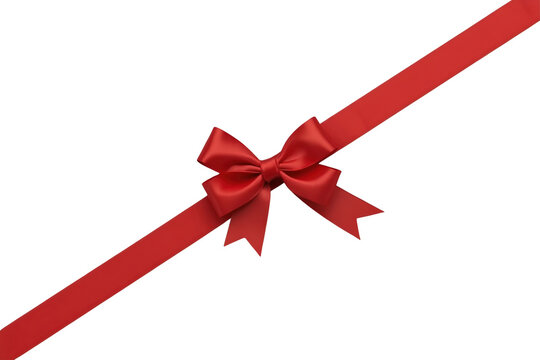 Bright red ribbon band with bow graphic asset