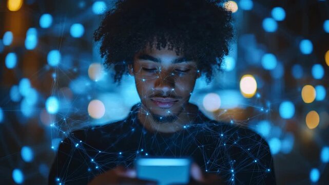 A man scrolls through social media on his mobile phone.