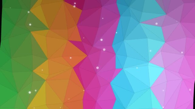 Colorful geometric low poly background, with floating particles, abstract motion loop, triangle