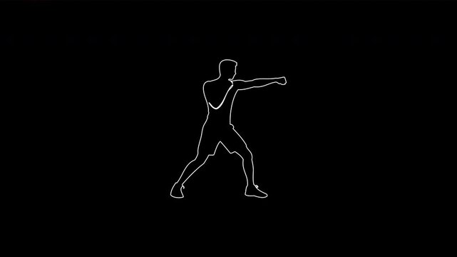 Animated boxer sketch punching line art drawing