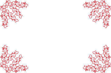 Elegant Luxury Red Swirl Corners Frame Border on White Background. Design print for greeting cards, wedding invitations, restaurant menu, royal certificates. Set 19 © asesidea
