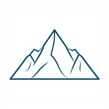 Minimalist blue line art mountain peak icon symbolizing achievement journey success and nature adventure for professional branding and creative design
