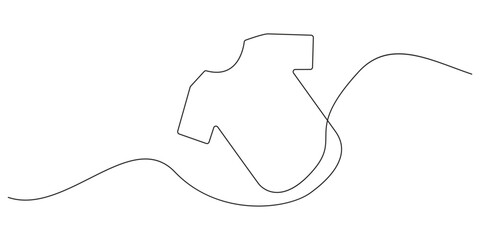 Obraz premium T shirt continuous line art vector illustration for fashion brand and apparel design. Minimalist continuous line art illustration of a blank t-shirt isolated on white background.