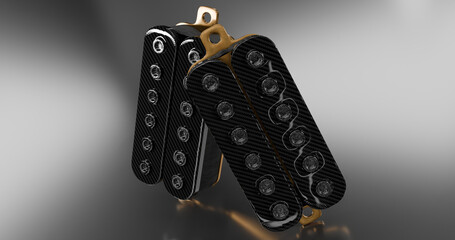 3d guitar pickup with carbon fiber bobbin and chrome magnet design isolated © ridho