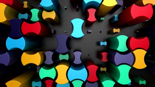 Background of Geometric Shapes. Abstract motion, loop, 3d rendering, 4k resolution
