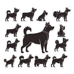 Fototapeta premium Set of Dogs Silhouettes Illustration