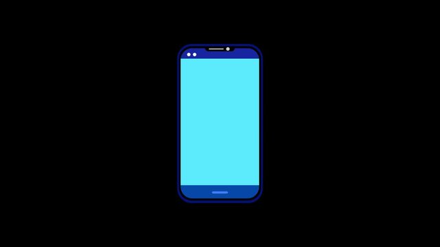 Mobile phone isolated on black background. 4K stock video.
