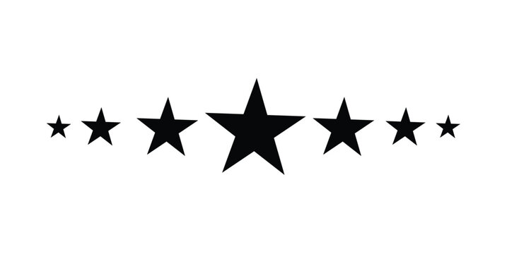 Seven black stars rating ranking award vector icon set isolated on white background