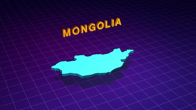 Mongolia country map moving in a retro sci fi style