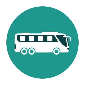 White bus on green background transportation symbol
