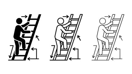 Man climbing ladder with arrows showing movement for safety © Khan