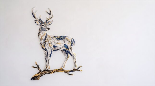 Elegant deer art decor with golden accents