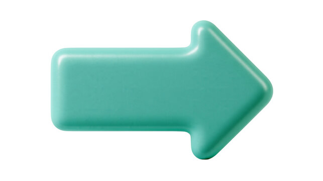 Smooth teal plastic arrow pointing to the right with rounded corners