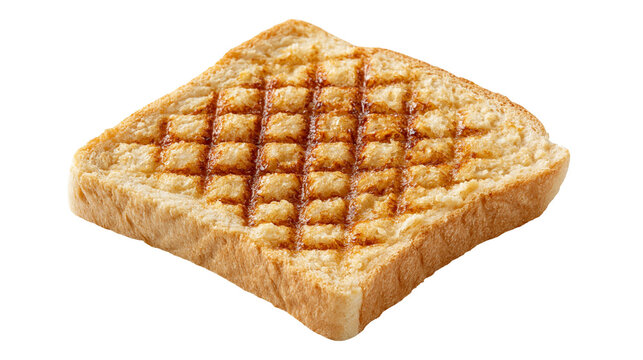 Golden brown toasted bread slice with dark charred grill marks