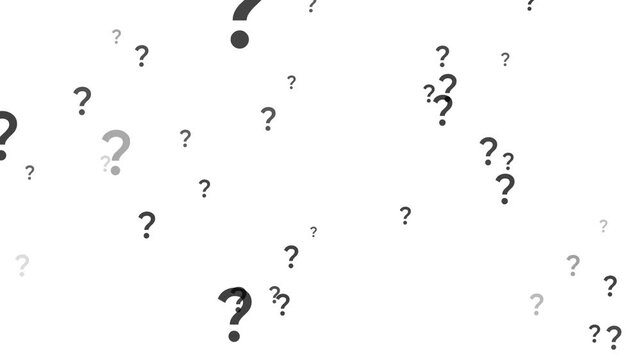 animation of a lot of white question mark moving on green screen background motion graphic effects.