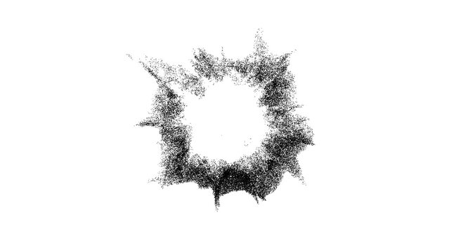 Explosive neon starburst sign for digital media design - transparent background png. Stipple, halftone dots, transparent background
