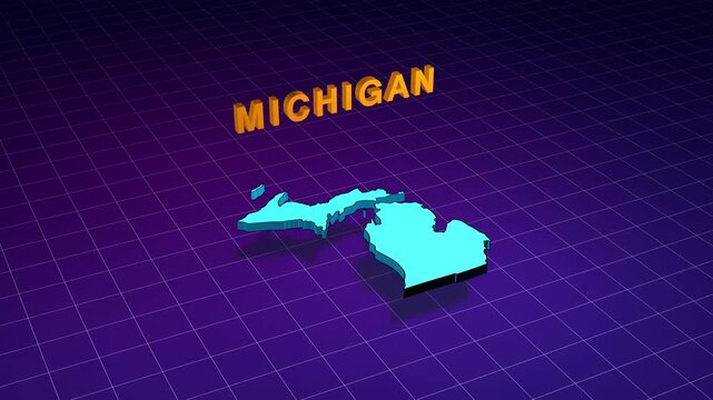 Michigan state map 3d render animation