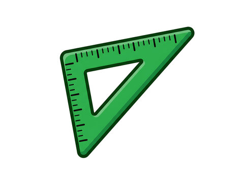 Green set square triangle ruler vector illustration math geometry tool concept