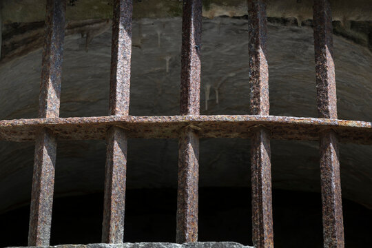 Barred Windows of historic jail
