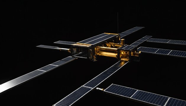Space economy infrastructure satellite floating in orbit