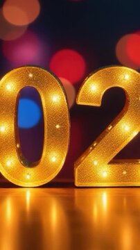 A lit-up display showing the number 202 on a table surface, perfect for highlighting dates or events
