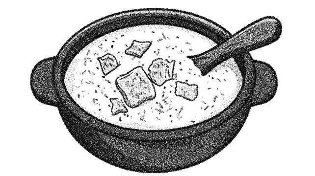 Sopa paraguaya illustration for culinary art and recipe designs - transparent background png. Stipple, halftone dots, transparent background