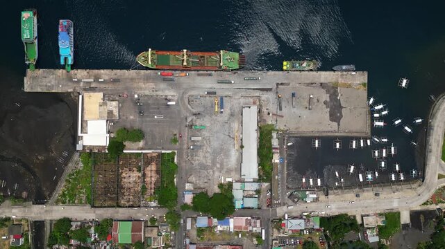 Top down aerial view Tabaco Port and Harbor Aerial View, Tabaco City, Albay, Philippines