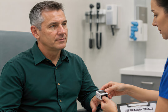 Nurse Checking Patient Oxygen Level With Pulse Oximeter