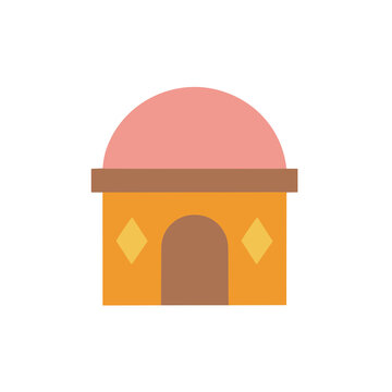 Flat design building with pink dome