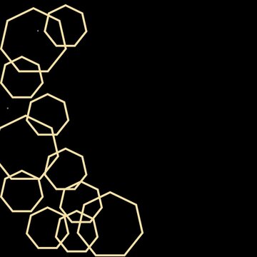 Elegant Gold Hexagon Line  on Black Background