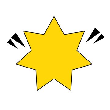 Bright Yellow Starburst Symbol with Black Accent Marks