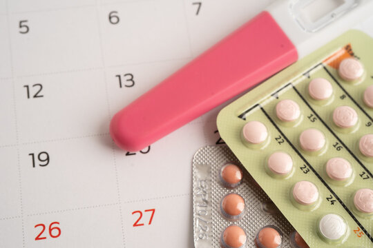 Pregnancy test for female of ovulation day, fetus, maternity, childbirth, birth control.