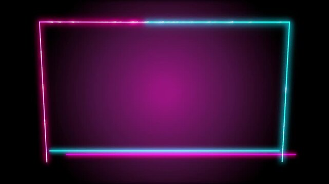 Neon Cyan And Magenta Rectangular Frame With Glowing Center