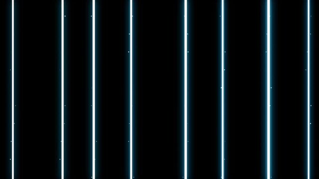 Vertical Blue Neon Light Lines On Black Background