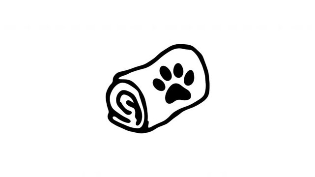 Rolled Blanket For Camping Comfort And Outdoor Rest Doodle Animation With Alpha Channel. Sleeping Bag Roll And Travel Bedding. Animated Hand-Drawn Icon For Video Overlay 4K.