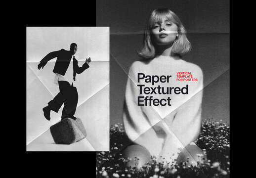 Vertical B&W Paper Textured Effect For Poster And Print Design