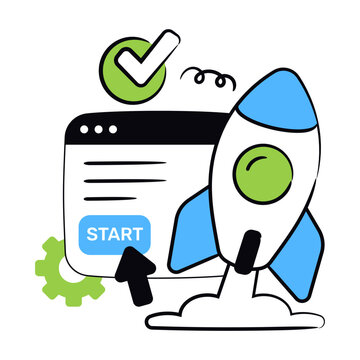 Conceptual design icon of website launch
