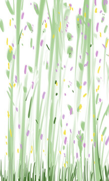 green grass with flowers