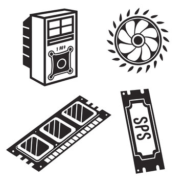 Computer hardware components and cooling fan... d