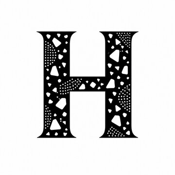 Decorative black capital letter H with symmetrical ornamental details and elegant vintage inspired linework, isolated on a clean white background for initials and monograms.
