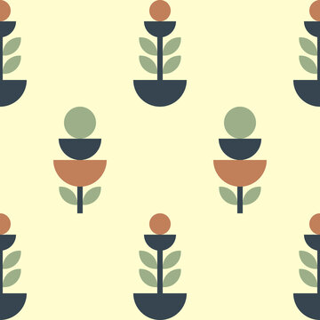 Seamless pattern Minimal Botanical Geometry, suitable for textile design, wallpaper, background, packaging design