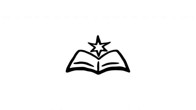 Open Book For Reading And Education Hand-Drawn Doodle Animation On Transparent Background. Book And Learning Symbol. Seamless Animated Icon. 4K Video Overlay Element.