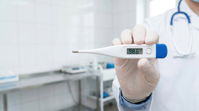Digital thermometer healthcare accessibility for accurate temperature measurement in bright clinical setting
